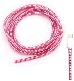 Metallic Finish Cable Spiral Protector/Wire Repair/Pet Cord Protector/Headphone Saver, Cable Wrap/Cover for Mac Charging Cable, USB Tube, Earphone