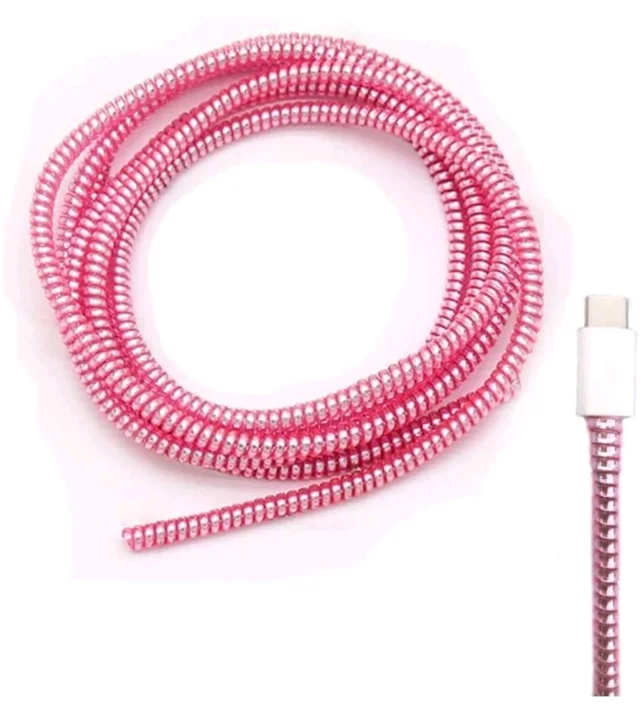 Metallic Finish Cable Spiral Protector/Wire Repair/Pet Cord Protector/Headphone Saver, Cable Wrap/Cover for Mac Charging Cable, USB Tube, Earphone