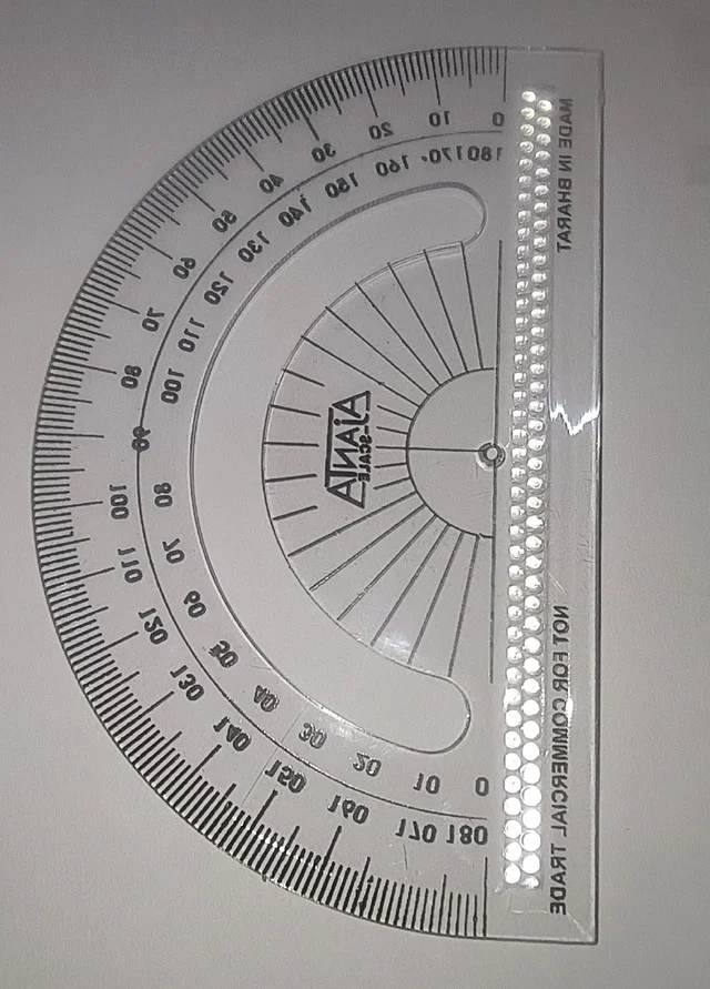 Classic 180° Transparent D-Shape Protractor and Ruler for Students, School Use