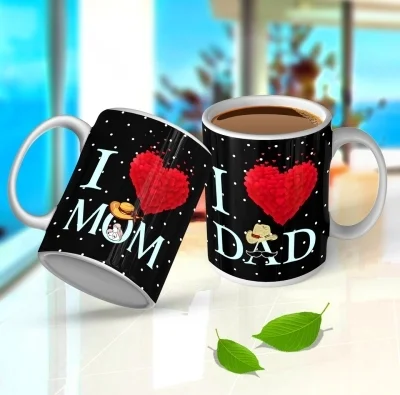 Gift Mafia gift mafia MOM DAD ceramic coffee, Anniversary, Birthday, Father's Day, Mother's Day, Tea Cup (330 Ml Each) Set Of 2 mug Ceramic Coffee Mug