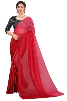 SAREEYA 16 SAREEYA16 Striped Daily Wear Georgette Chiffon Blend Saree