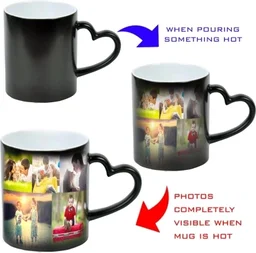Personalized Masters 10 PHOTOS CUSTOMISED HEART HANDLE COLOUR CHANGING SURPRISE MAGIC MUG Ceramic Coffee Mug - Cash On delivery