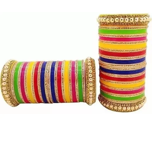 Bulk Trendz Acrylic, Plastic Zircon Gold-plated Chudas (44) - 2.2