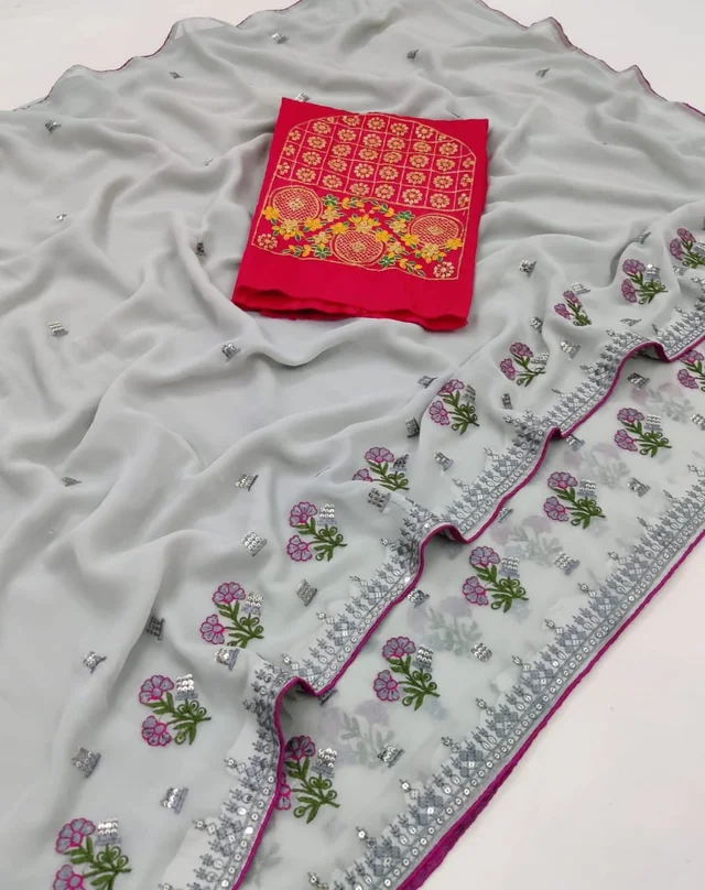 Shree Nakoda Enterprise NEW EXCLUSIVE SEQUENCE WORK SAREE - A2