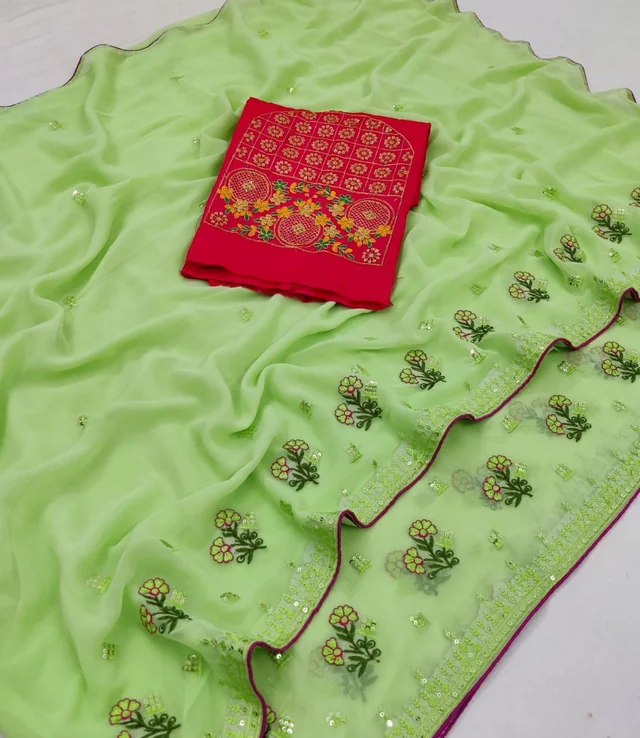 Shree Nakoda Enterprise NEW EXCLUSIVE SEQUENCE WORK SAREE - A4