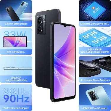 OPPO K10 5G (Midnight Black, 128 GB)Color: Midnight Black, Ocean