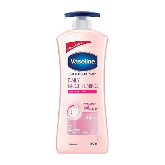 Vaseline Healthy Bright Body Lotion 400ml, Daily Brightening Body Moisturizer with Sunscreen for Dry Skin, Lotion for Non-Greasy Glowing Skin - 400 ml.