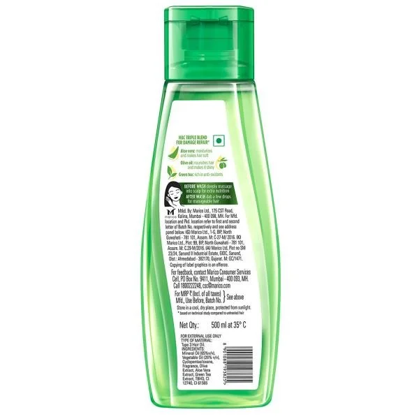 HAIR & CARE with Aloe Vera, Olive Oil & Green Tea Hair Oil, 500Ml.