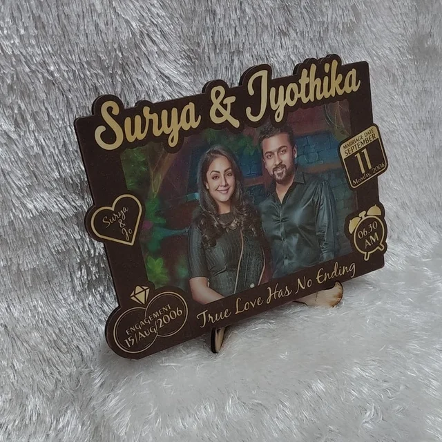 Couple Memory Cutout Frame - Black & Gold - A3 size