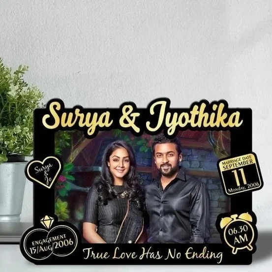 Couple Memory Cutout Frame - Black & Gold - A4 size