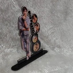Guitar with Name - 4 Pics in Round Shape - 1 Standing Pic - Customized Cutout Frame