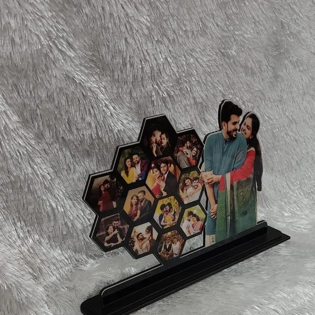 Hexa Collage with Side Standing Pic - Customized Cutout Frame
