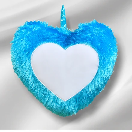 Mini Fur Heart Pillow - Blue Color