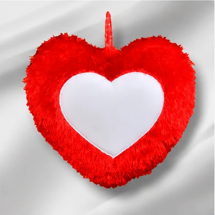 Mini Fur Heart Pillow - Red Color