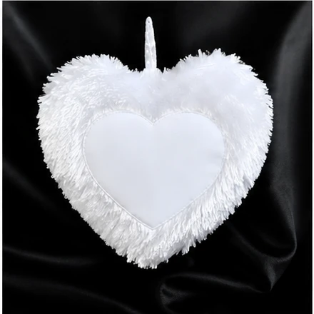 Mini Fur Heart Pillow - White Color