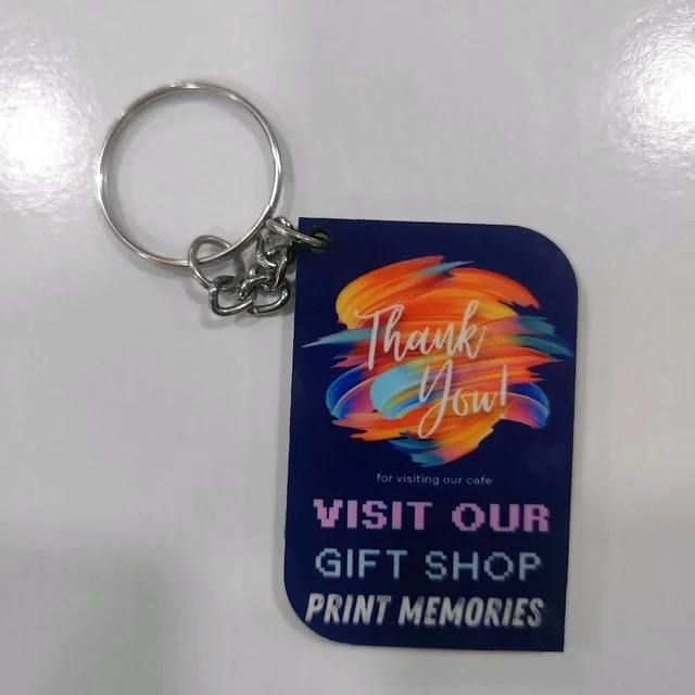Photo Printed MDF Wood Keychain - Side Edge Rectangle Shape with Double Side Print