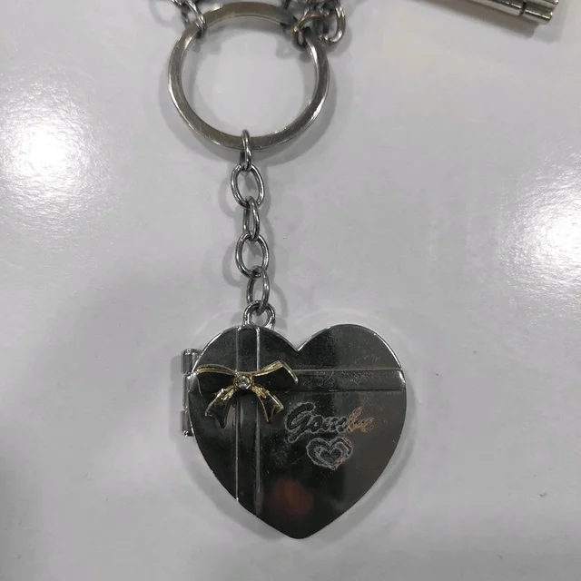Photo Printed Flip Open Metal Keychain - Heart Shape