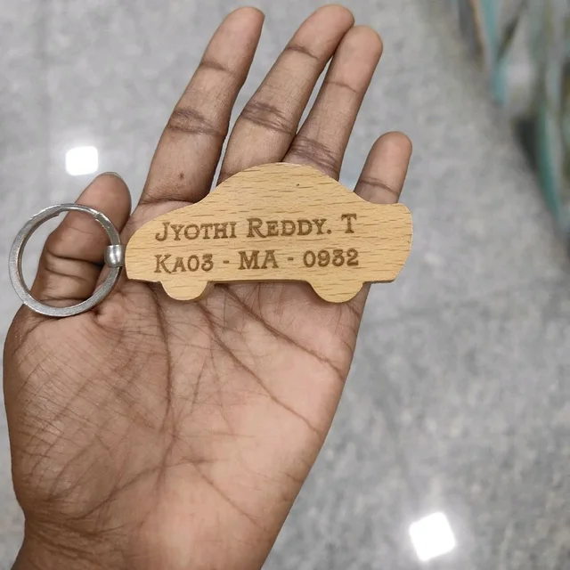 Engraved Wooden Keychains - Car Shape