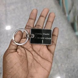 Engraved with Text/Logo - Black Metal Keychain - Square Rectangle Shape - Blank Material