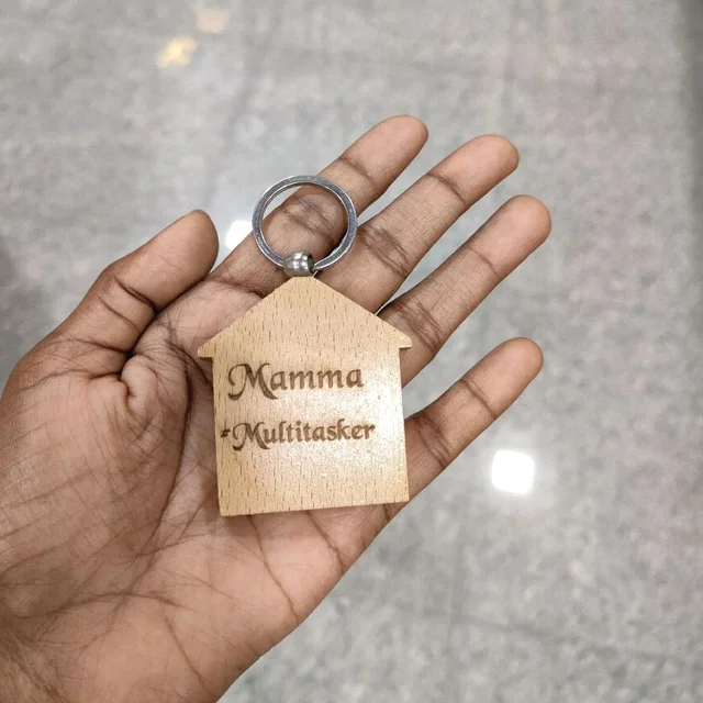 Engraved Wooden Keychains - Home Shape