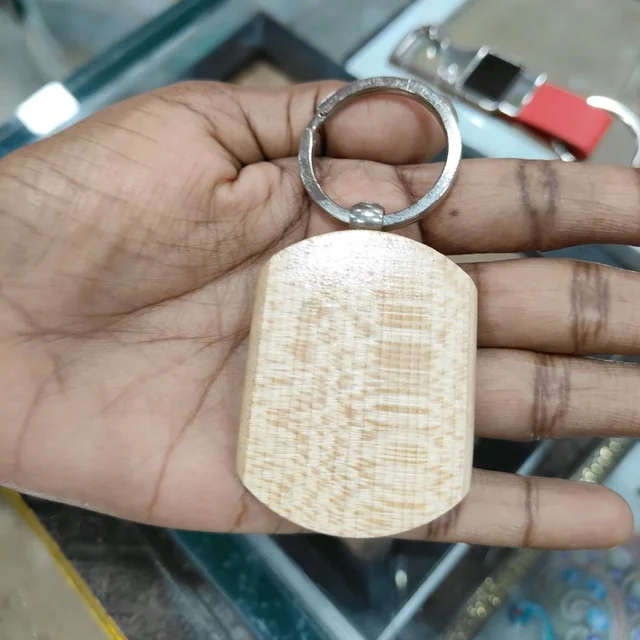 Engraved Wooden Keychains - Round Edge Rectangle Shape