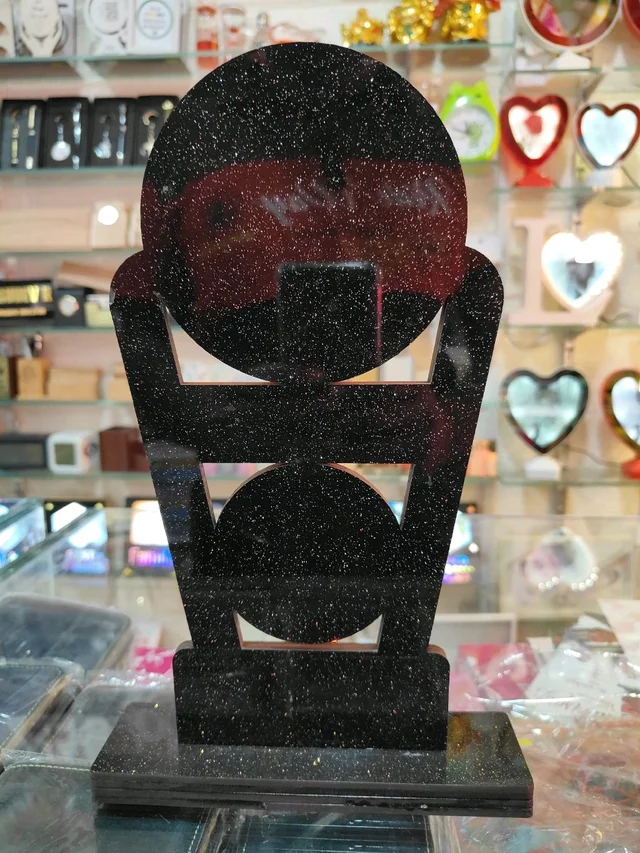 MDF Trophy with Custom Print - Color Wood + 2 Rounds & 2 Rectangles Printable Trophy - MAZTROPHY008 (6x12" Inch approx size) - Printed Product