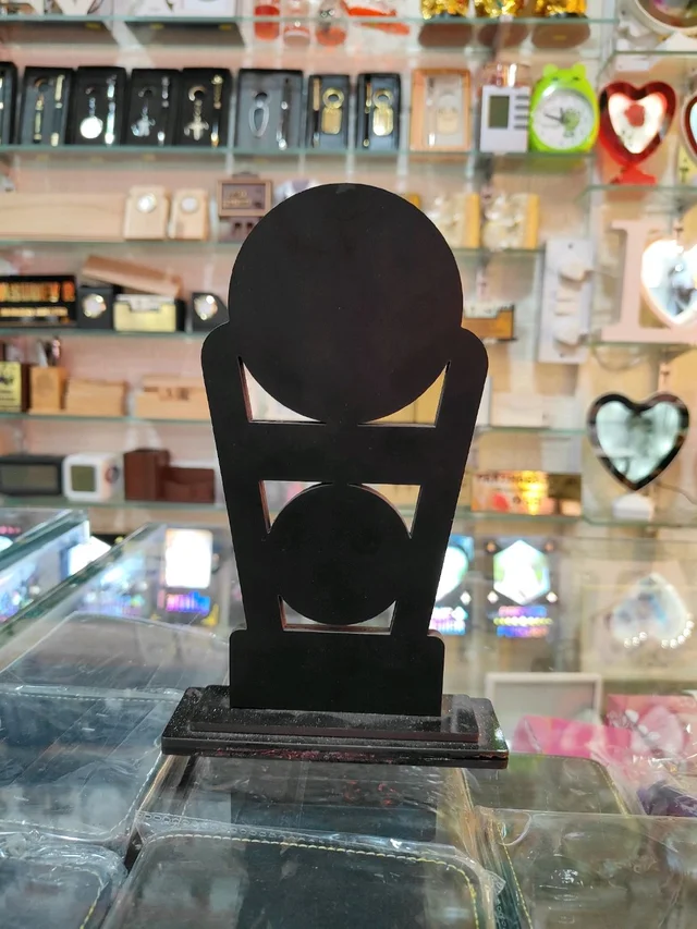 MDF Trophy with Custom Print - Color Wood + 2 Rounds & 2 Rectangles Printable Trophy - MAZTROPHY006 (4x8" Inch approx size) - Blank Material