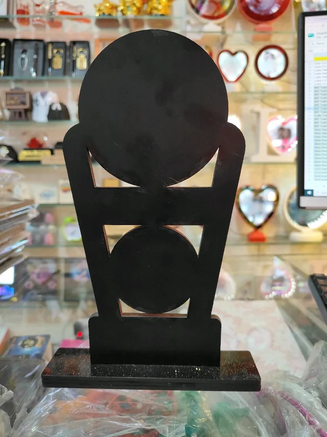 MDF Trophy with Custom Print - Color Wood + 2 Rounds & 2 Rectangles Printable Trophy - MAZTROPHY007 (5x10" Inch approx size) - Blank Material
