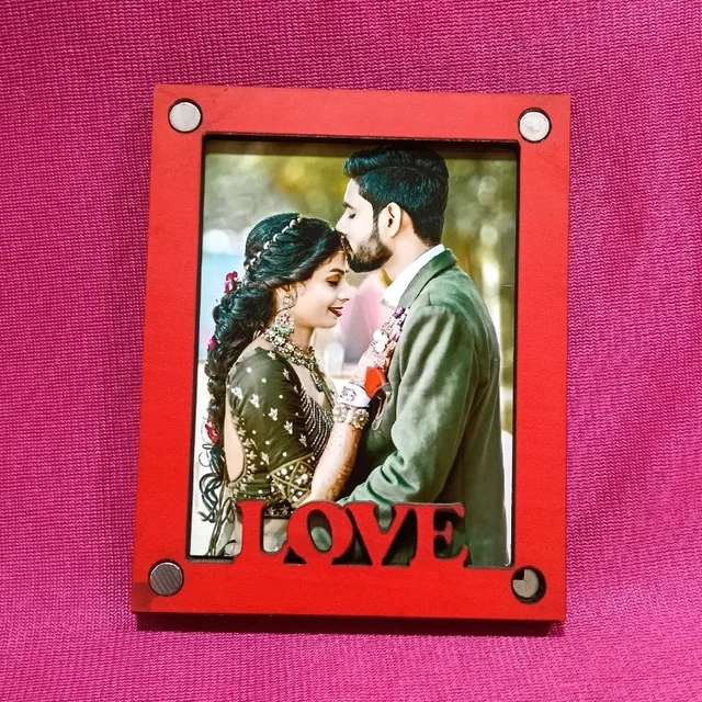 MDF 3x4" Inch - Red MDF LOVE Fridge Magnet