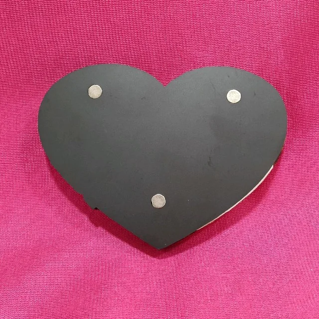 MDF 3x4" Inch & 8mm thickness - Yellow MDF Heart Shape with LOVE Text Photo Insert Fridge Magnet - Blank Material