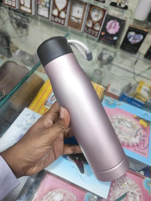 Engraved - Steel Bottle with Rope Cap 500ml Pink Color