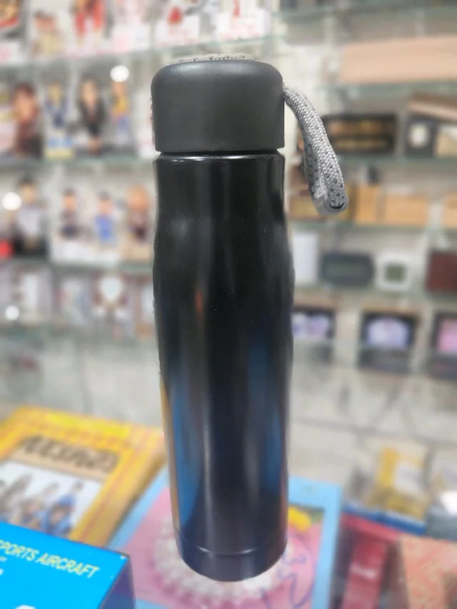 Engraved - Steel Bottle with Rope Cap 500ml Black Color