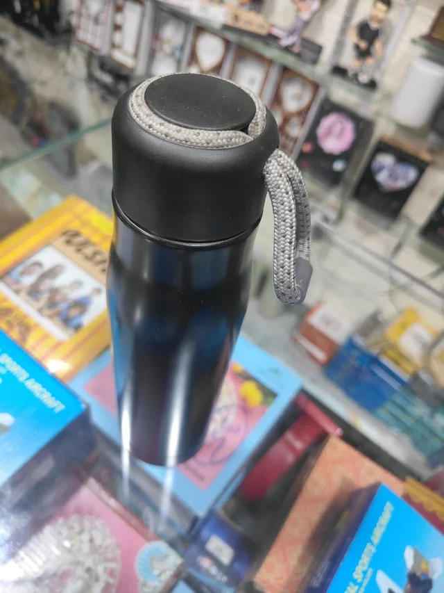 Engraved - Steel Bottle with Rope Cap 500ml Black Color - Blank Material