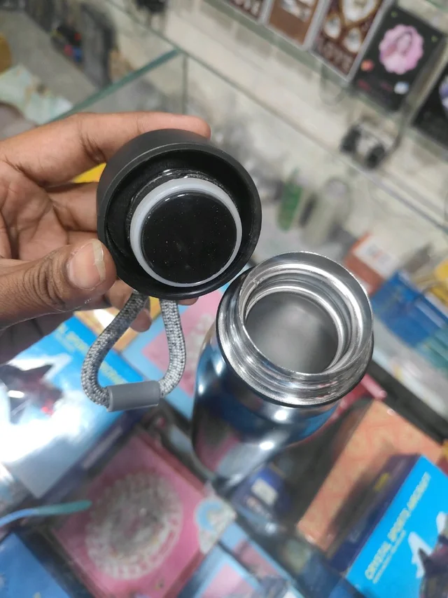 Engraved - Steel Bottle with Rope Cap 500ml Black Color - Blank Material