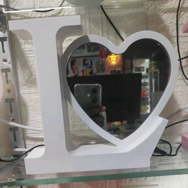 L with Heart Magic Mirror | White Color - Blank Material