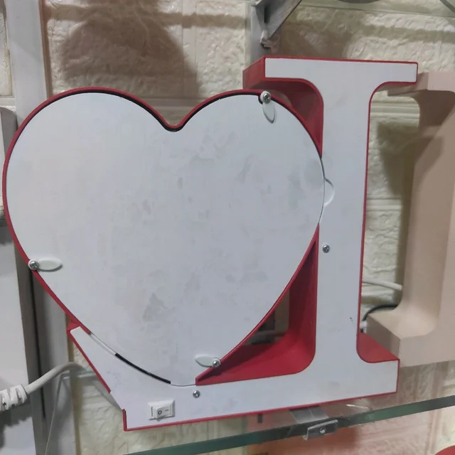 L with Heart Magic Mirror | Red Color - Blank Material