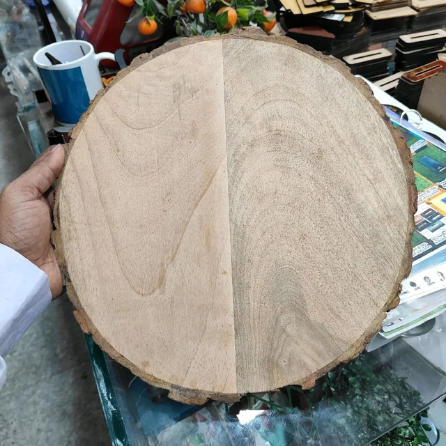 12" Inch Round Shape - Natural Wood