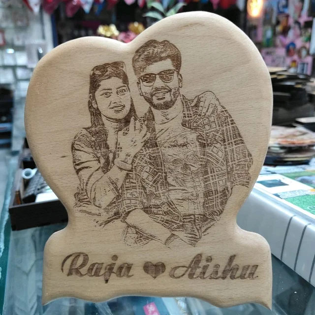 7x8" Inch Butterfly Heart Shape 12mm Thick - Engraved Wooden Plaque