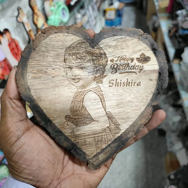 6" Inch Heart Shape - Natural Wood