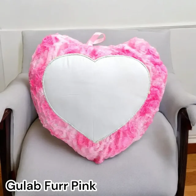 Gulab Fur Pillow | Heart Shape | Pink Color