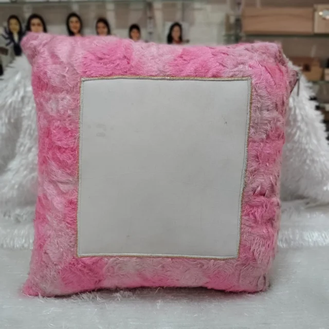Gulab Fur Pillow | Square Shape | Pink Color