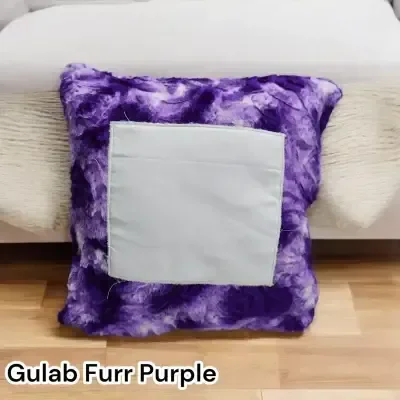 Gulab Fur Pillow | Square Shape | Purple Color