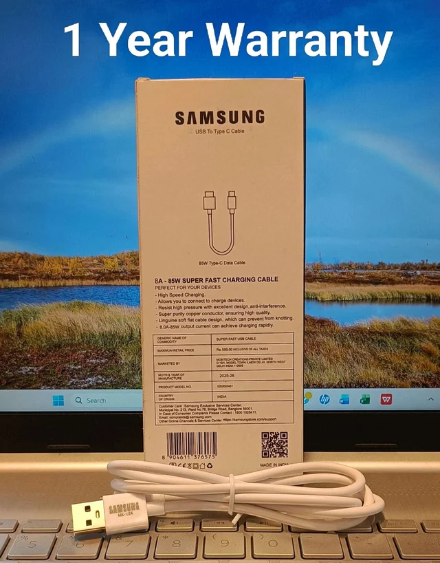 Samsung 8A-85W Super Fast Type C Charging Cable Box Packing.β¨β‘π