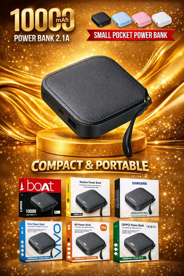 Small Pocket Power Bank 10000 Mah Mix Brand Vivo/Oppo/Realme/Boat/MI/Samsung Imported OG ✨🔋