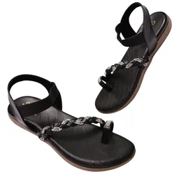 Stepee Flat arba Sandal with extra padding - Black