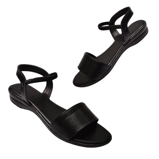 STEPEE Flat formal sandals for women with soft and casual look - Black