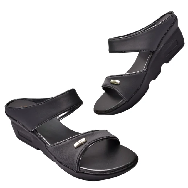 STEPEE short platform casual 2 inch heel slippers - Gray