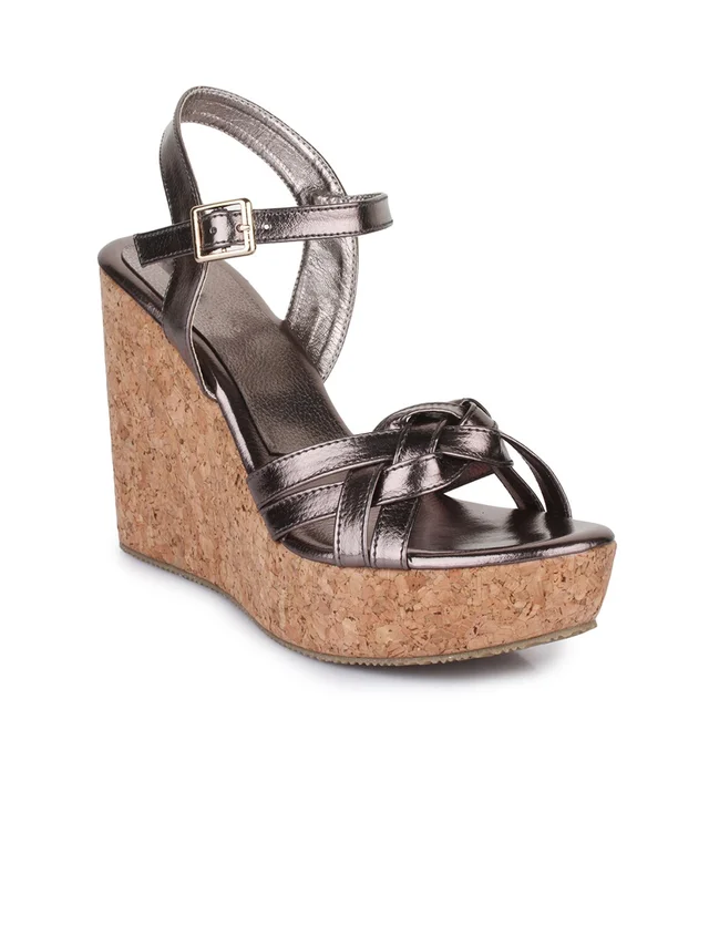 Stepee Grey Fancy Platform wedges gola sandal - 6 Pair set - Suva Gray