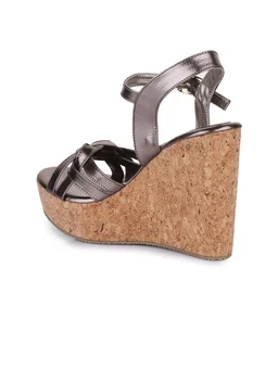 Stepee Grey Fancy Platform wedges gola sandal - 6 Pair set - Suva Gray