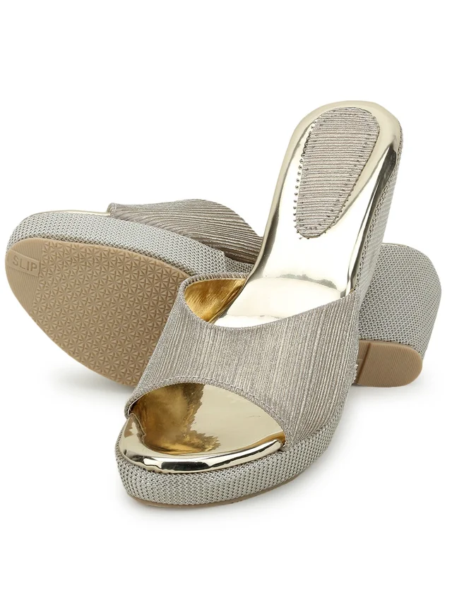 Stepee GoldenFancy Platform wedges gola Slipper- 6 Pair set - Golden